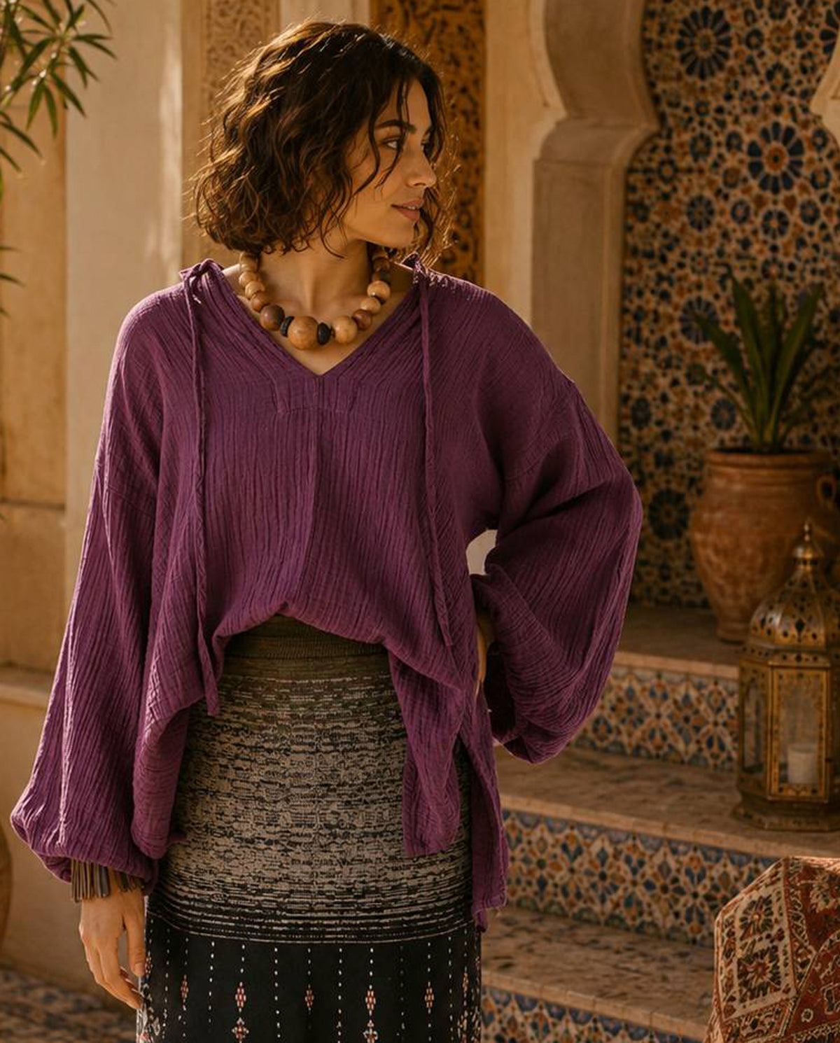 DOUBLE COTTON NATURAL TOPS◇RIO STYLE◇-ladies wear-