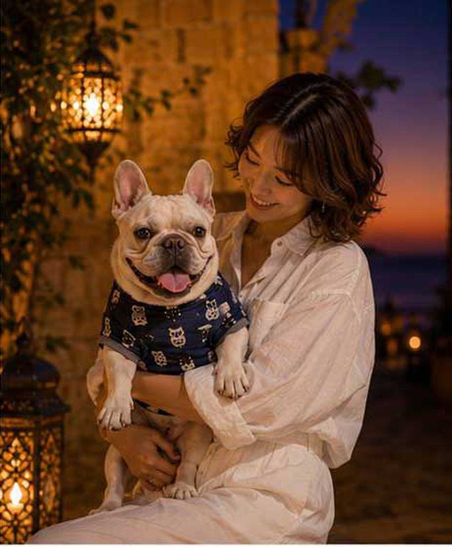 Owl Resort Ptint Tops with accessory◇RIO STYLE◇-dog resort wear-