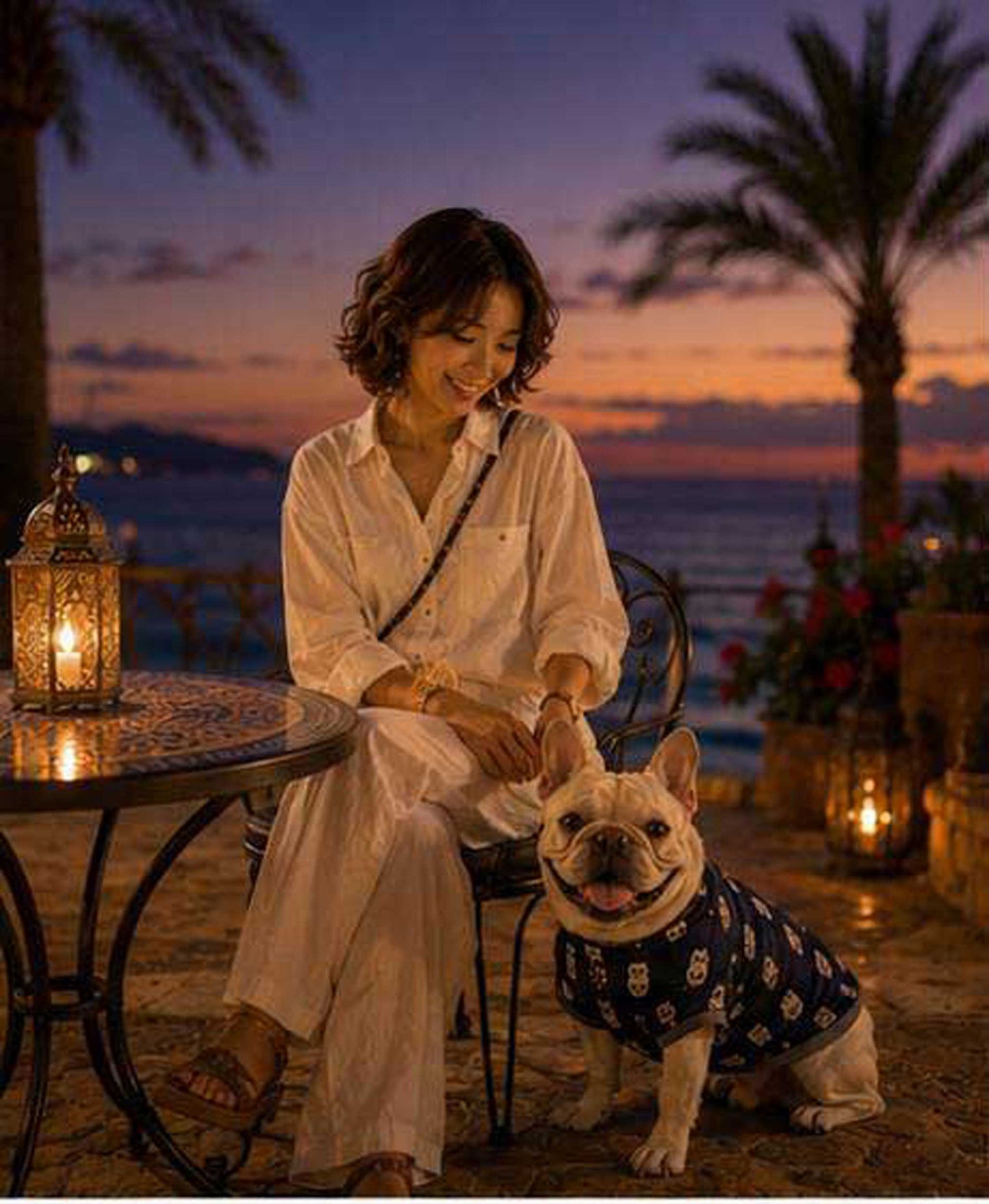 Owl Resort Ptint Tops with accessory◇RIO STYLE◇-dog resort wear-