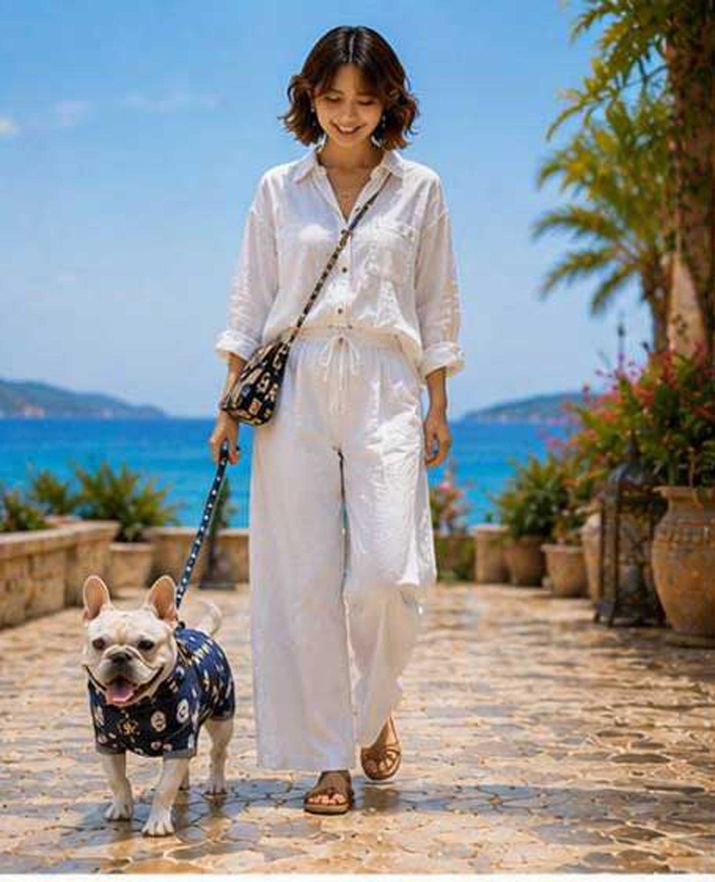 Owl Resort Ptint Tops with accessory◇RIO STYLE◇-dog resort wear-