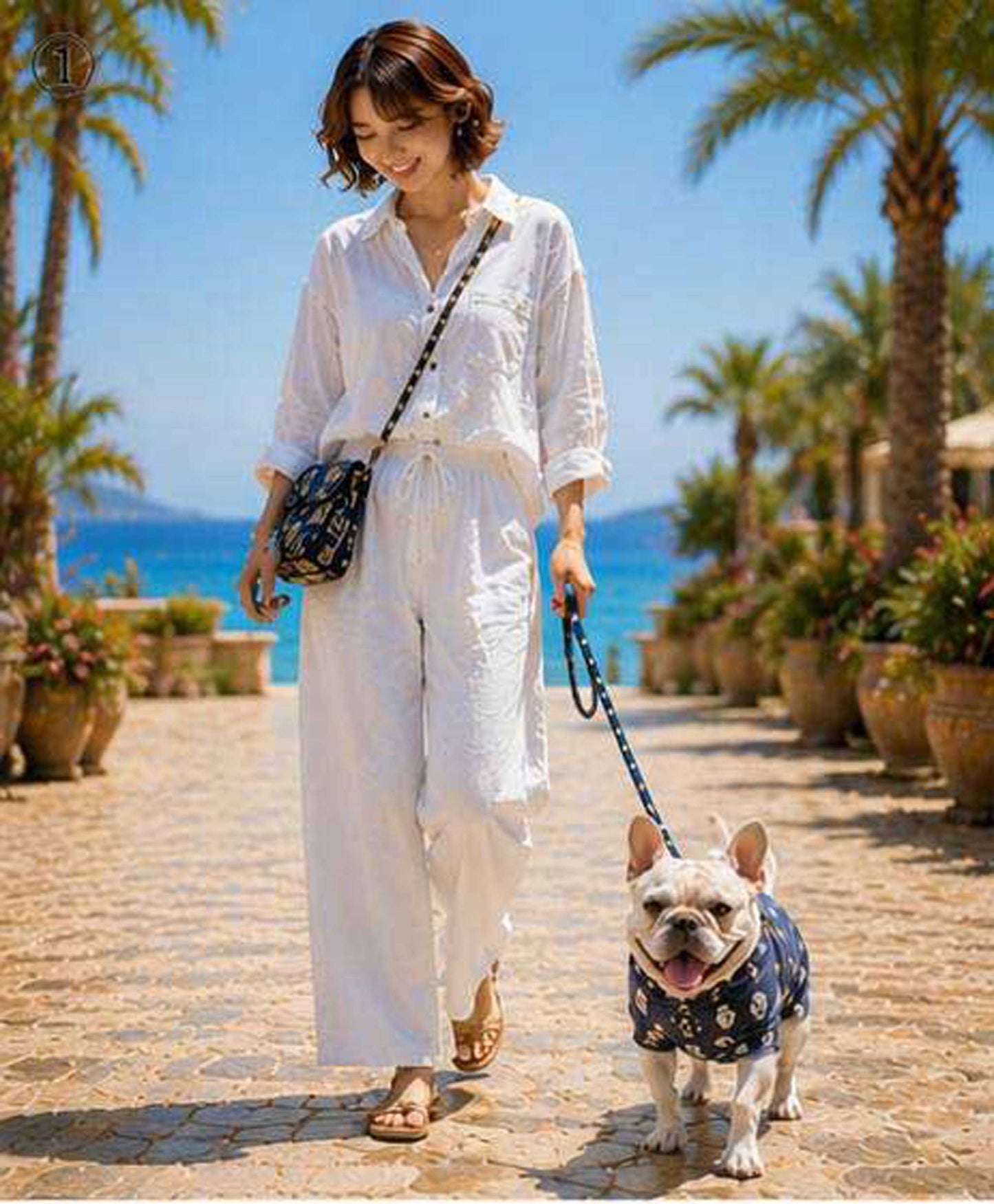 Owl Resort Ptint Tops with accessory◇RIO STYLE◇-dog resort wear-