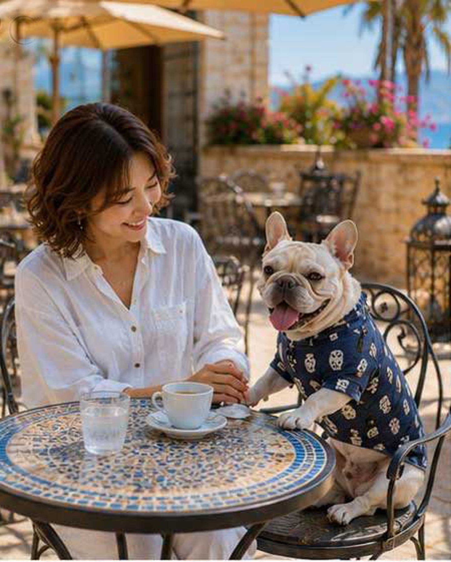 Owl Resort Ptint Tops with accessory◇RIO STYLE◇-dog resort wear-