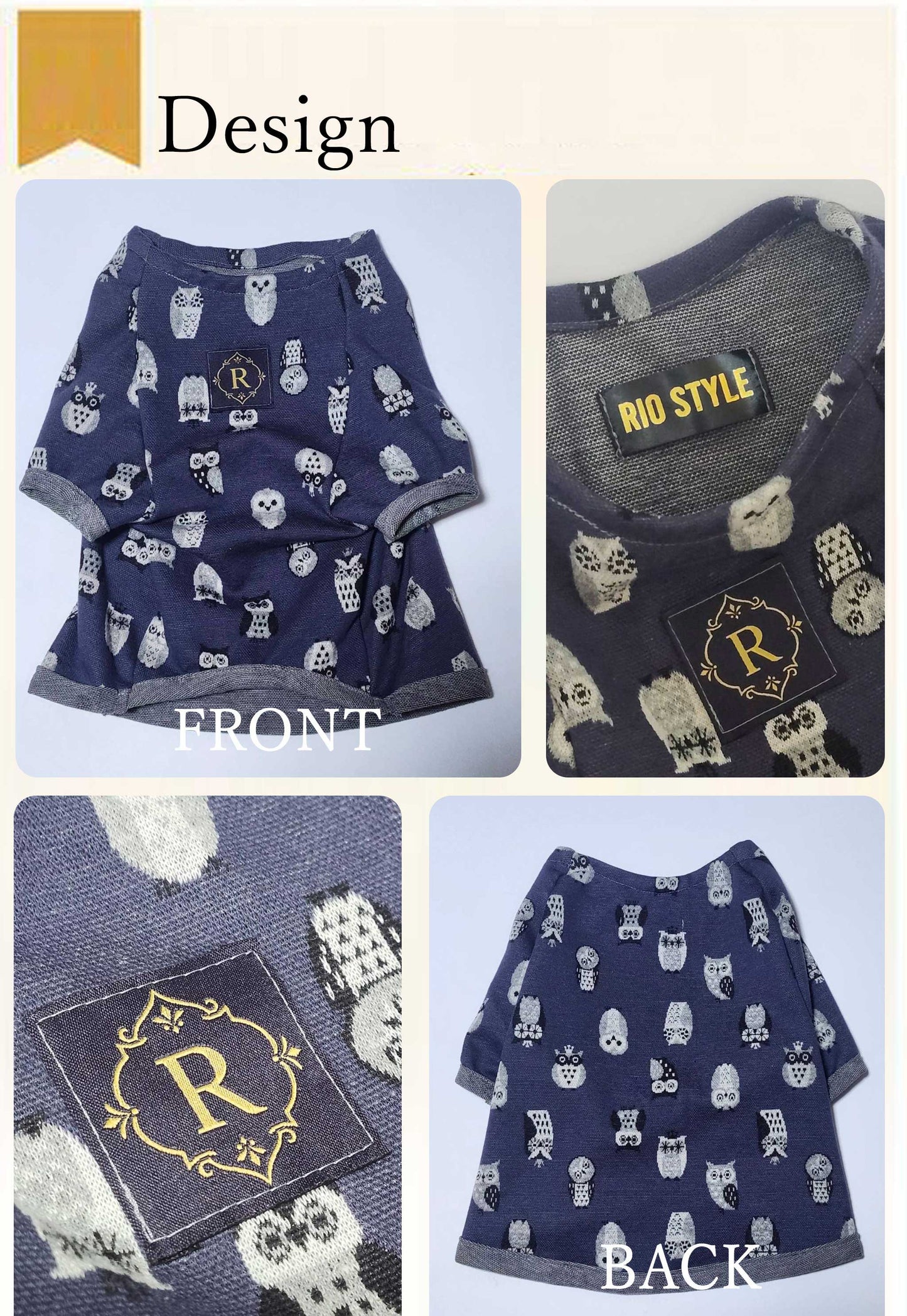 Owl Resort Ptint Tops with accessory◇RIO STYLE◇-dog resort wear-