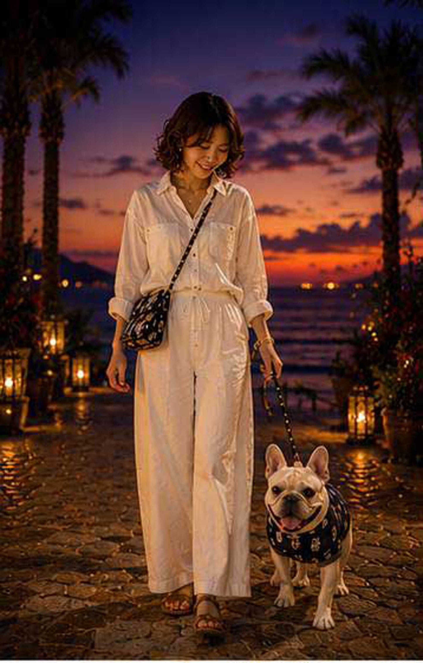 Owl Resort Ptint Tops with accessory◇RIO STYLE◇-dog resort wear-