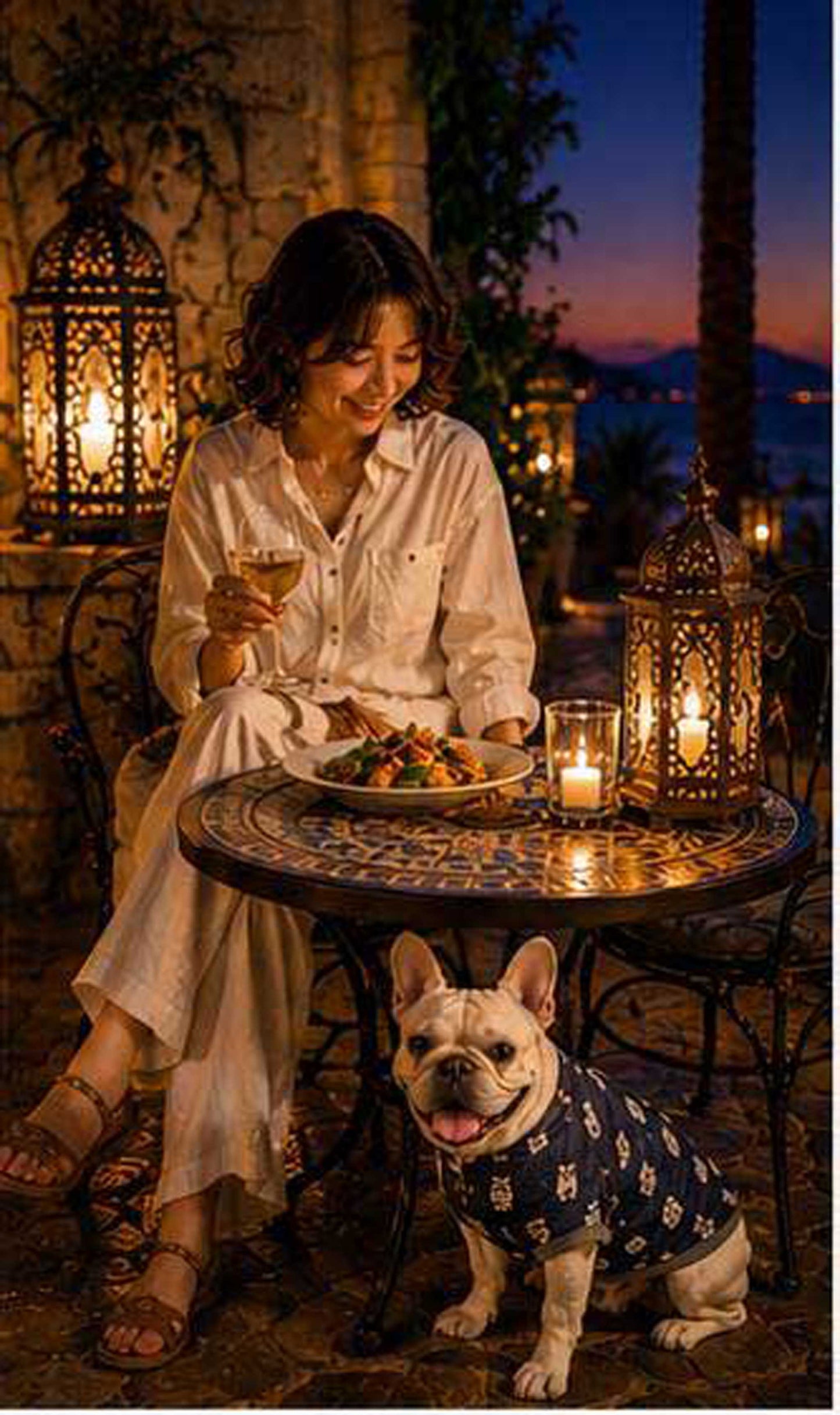 Owl Resort Ptint Tops with accessory◇RIO STYLE◇-dog resort wear-