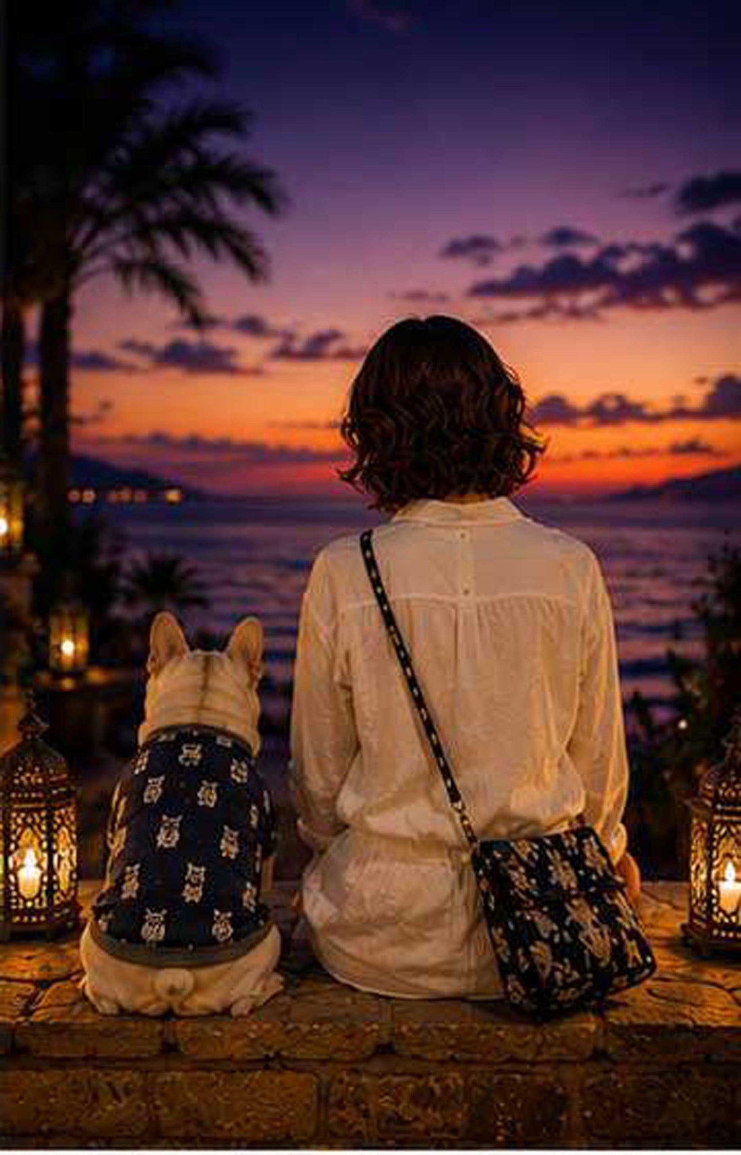 Owl Resort Ptint Tops with accessory◇RIO STYLE◇-dog resort wear-