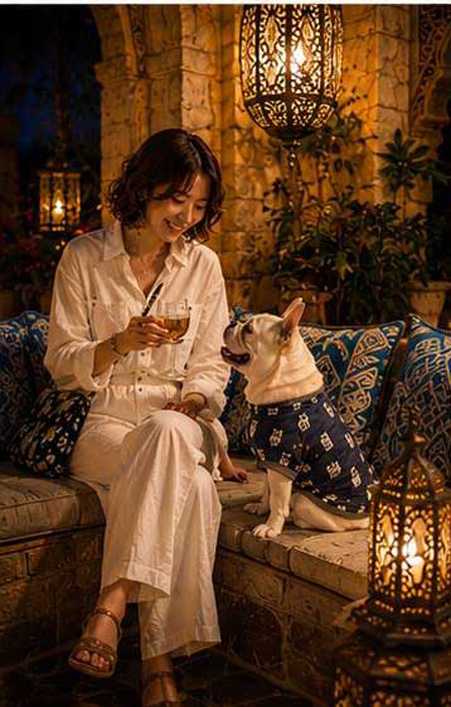 Owl Resort Ptint Tops with accessory◇RIO STYLE◇-dog resort wear-