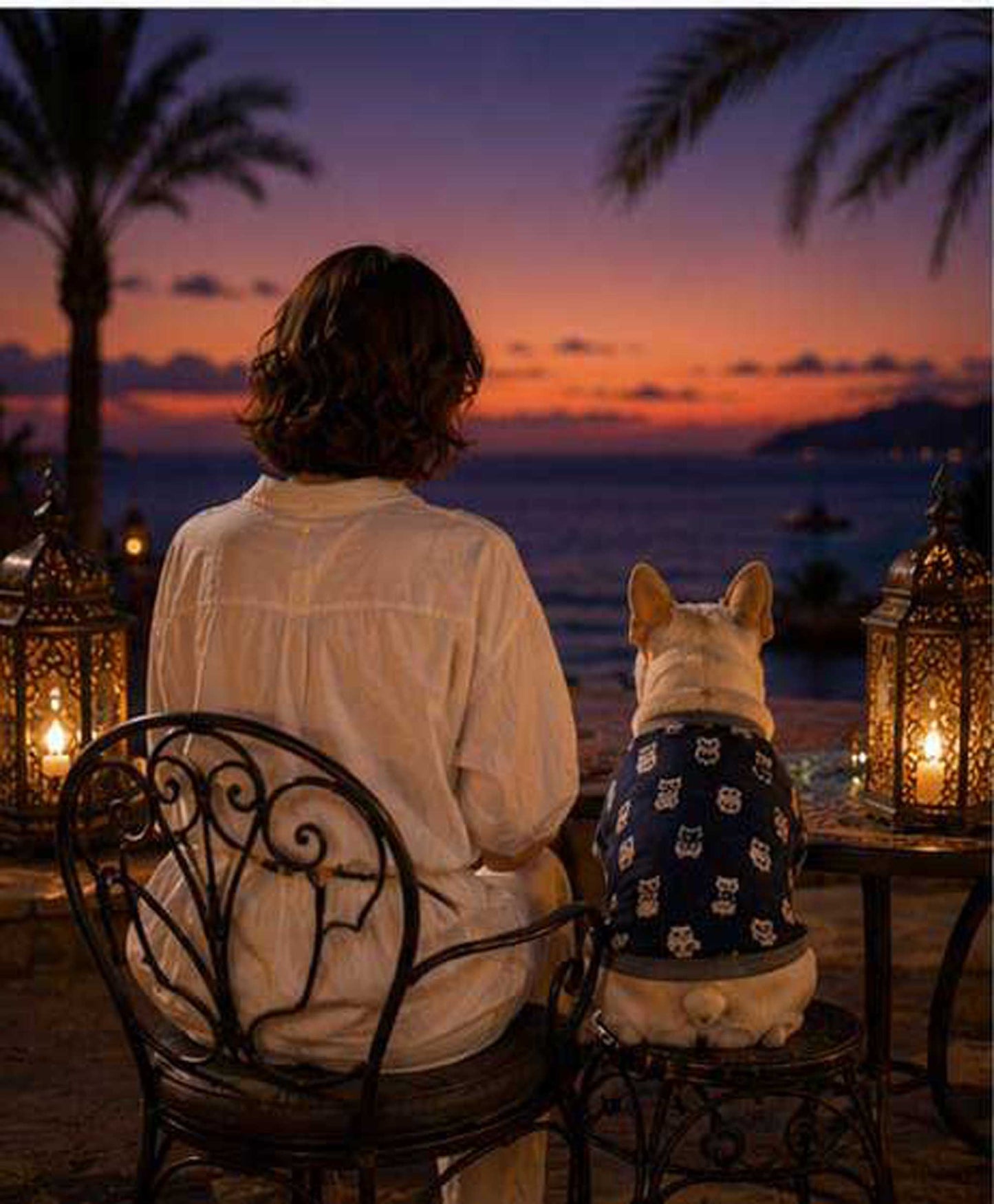 Owl Resort Ptint Tops with accessory◇RIO STYLE◇-dog resort wear-
