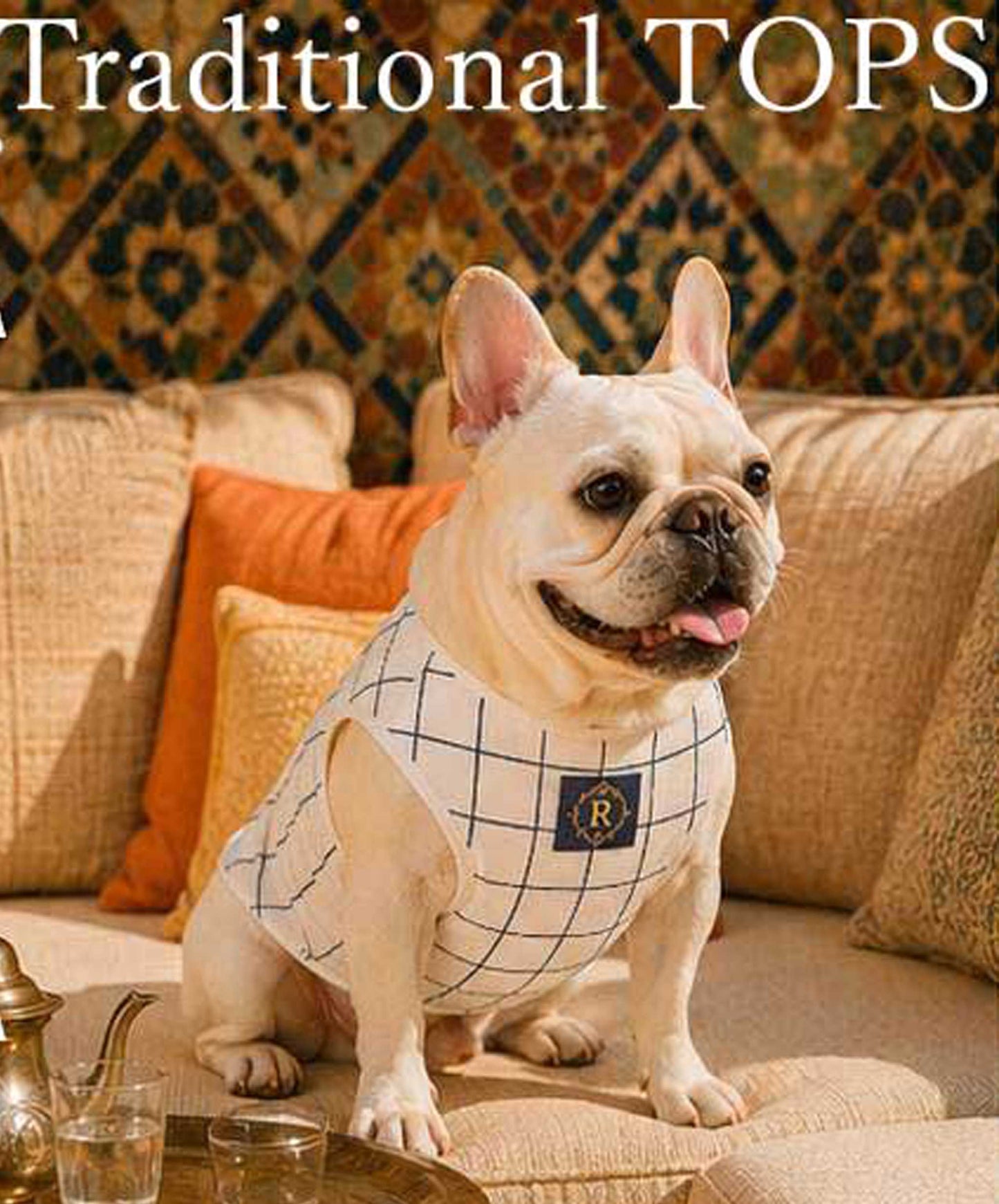 Windowpane Check Traditional Top ◇RIO STYLE◇ -dog resort wear-