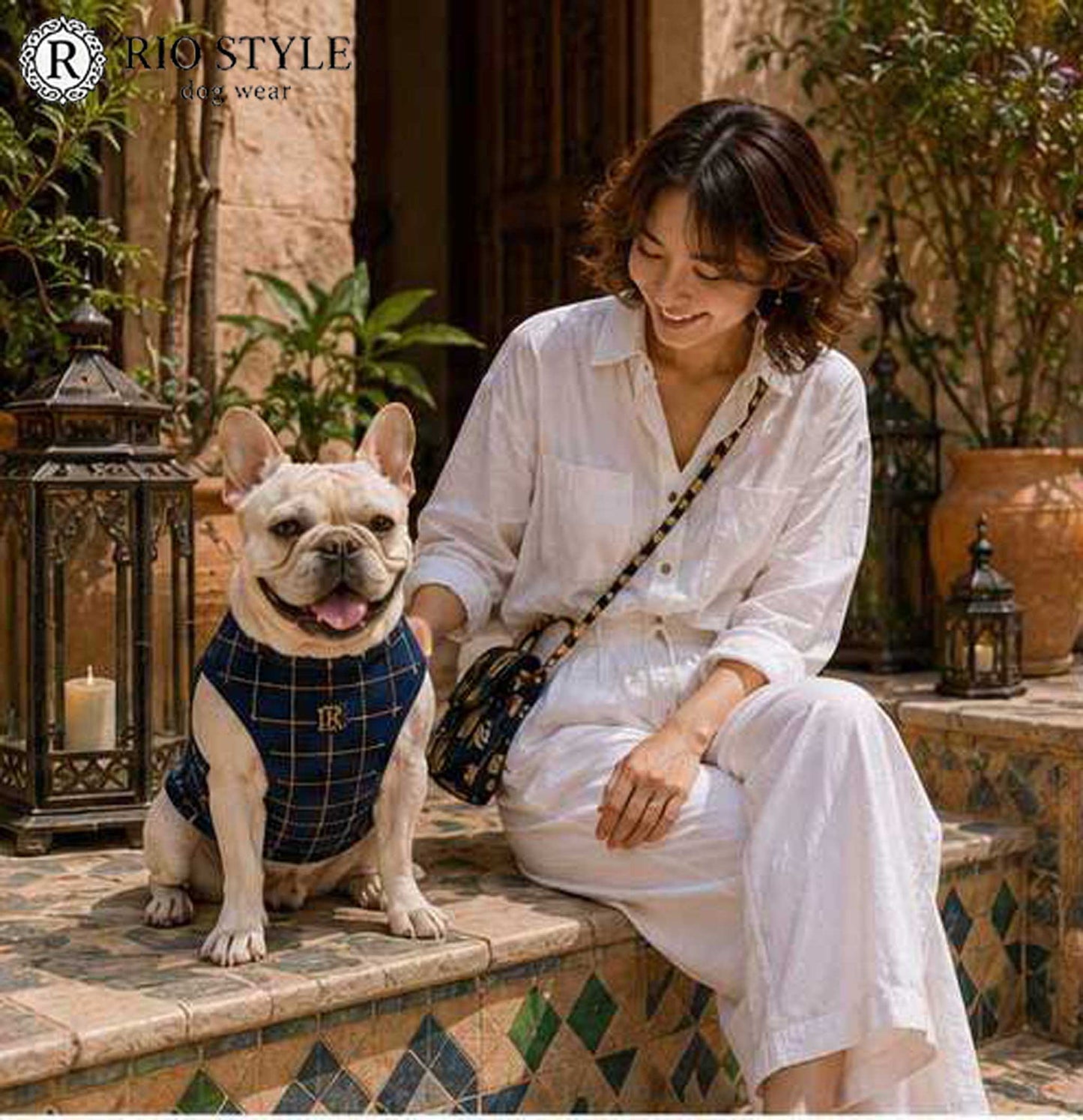 Windowpane check Traditional Tops◇RIO STYLE◇-dog resort wear-