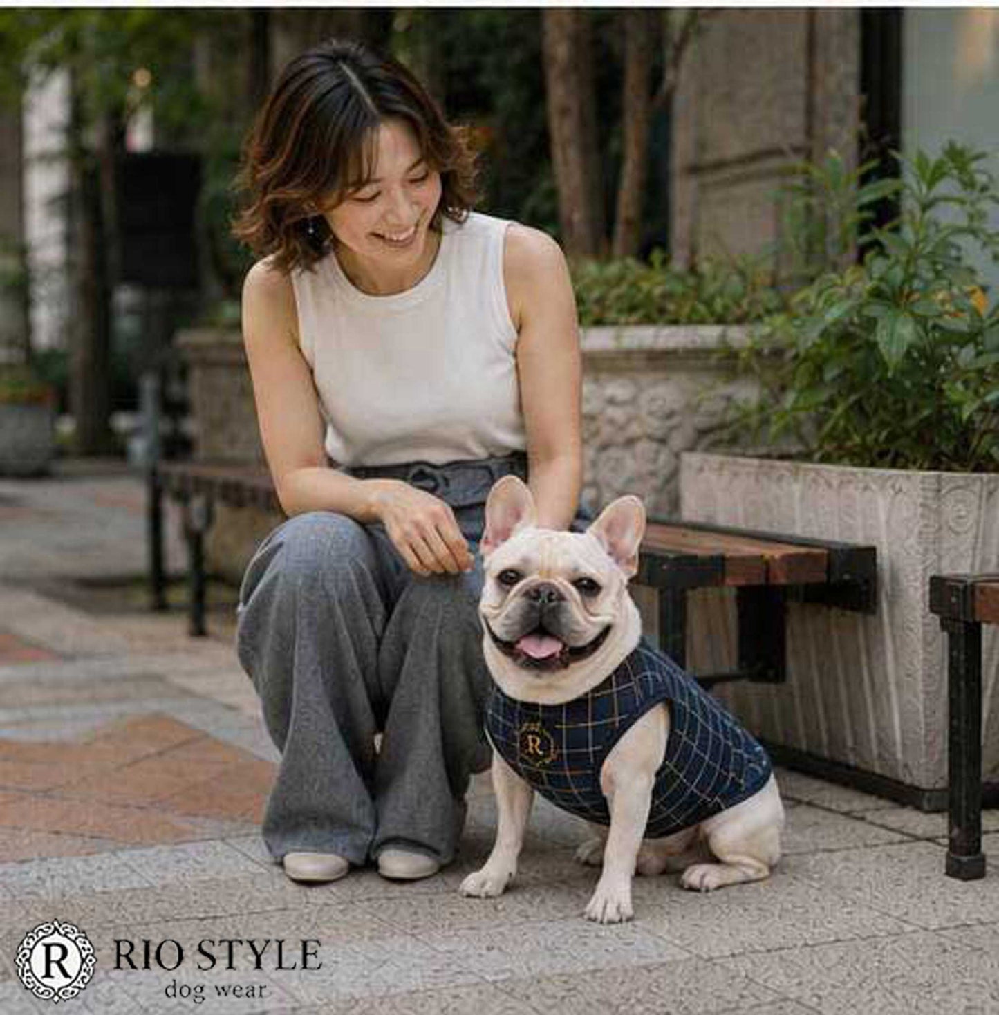 Windowpane check Traditional Tops◇RIO STYLE◇-dog resort wear-