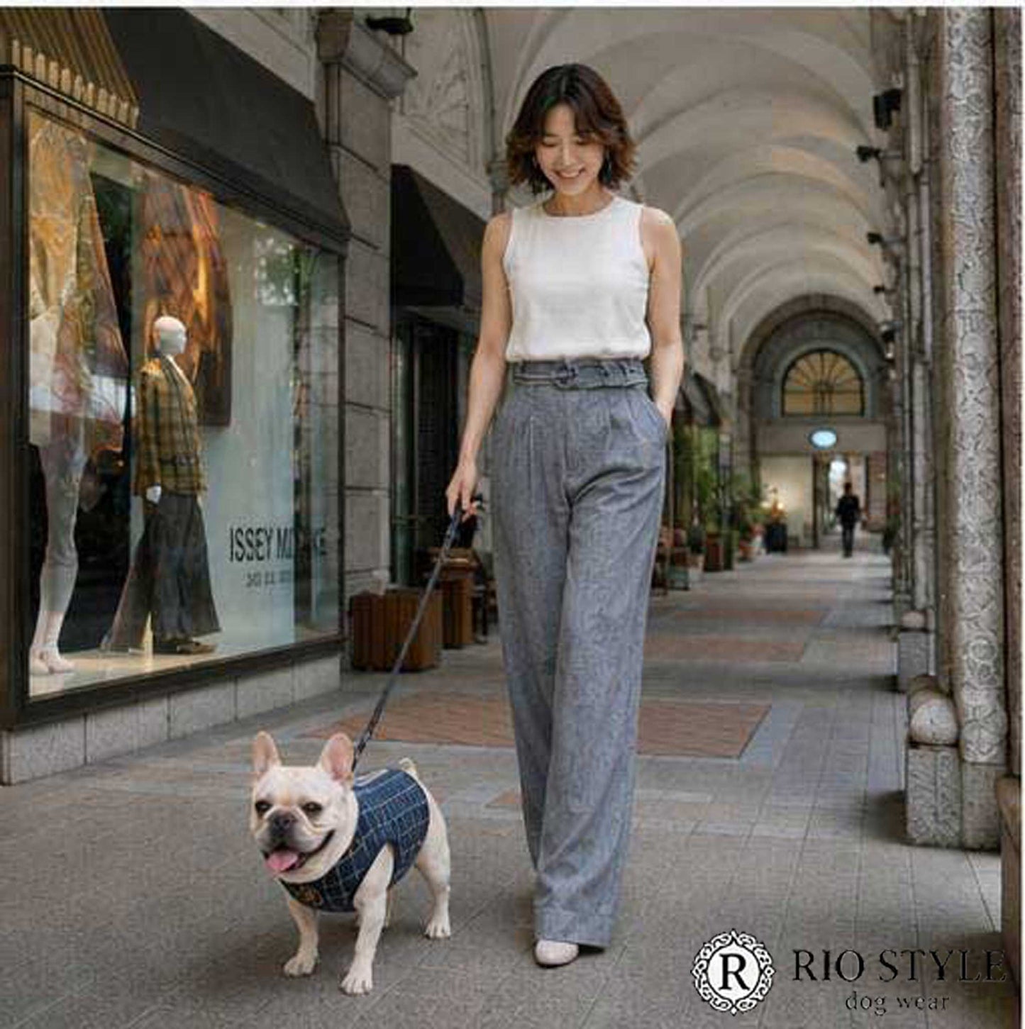 Windowpane check Traditional Tops◇RIO STYLE◇-dog resort wear-