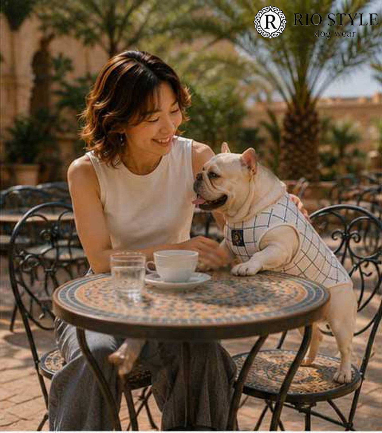 Windowpane check Traditional Tops◇RIO STYLE◇-dog resort wear-