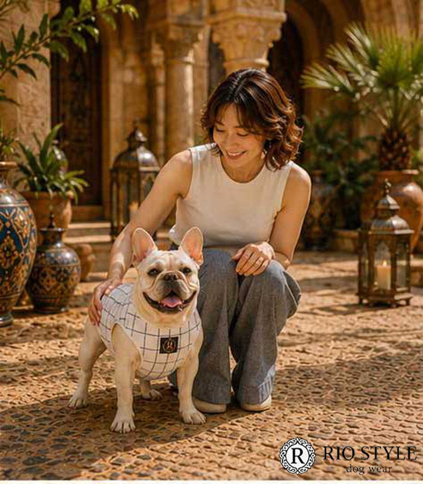 Windowpane check Traditional Tops◇RIO STYLE◇-dog resort wear-