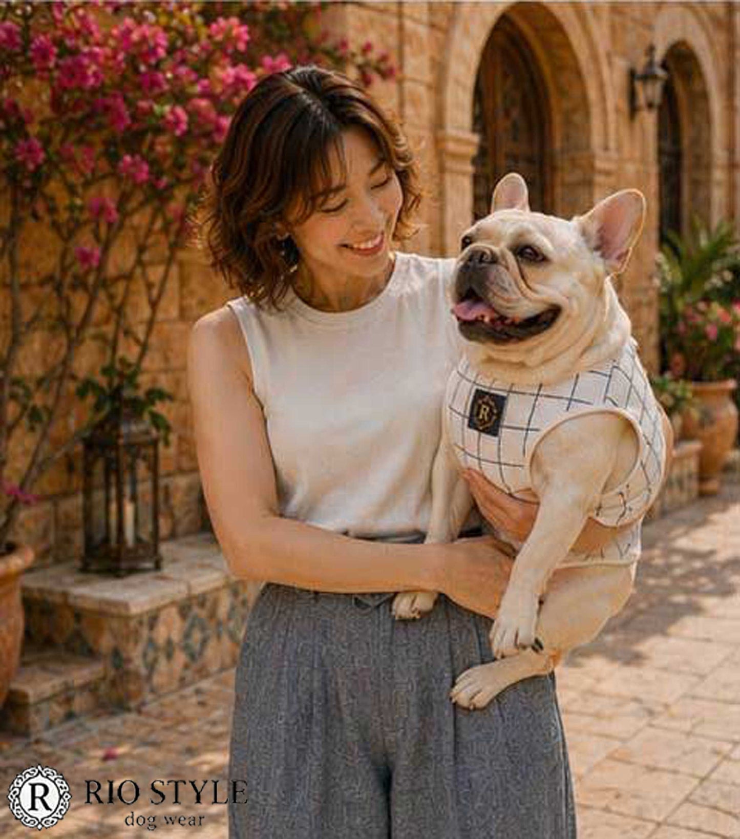 Windowpane check Traditional Tops◇RIO STYLE◇-dog resort wear-