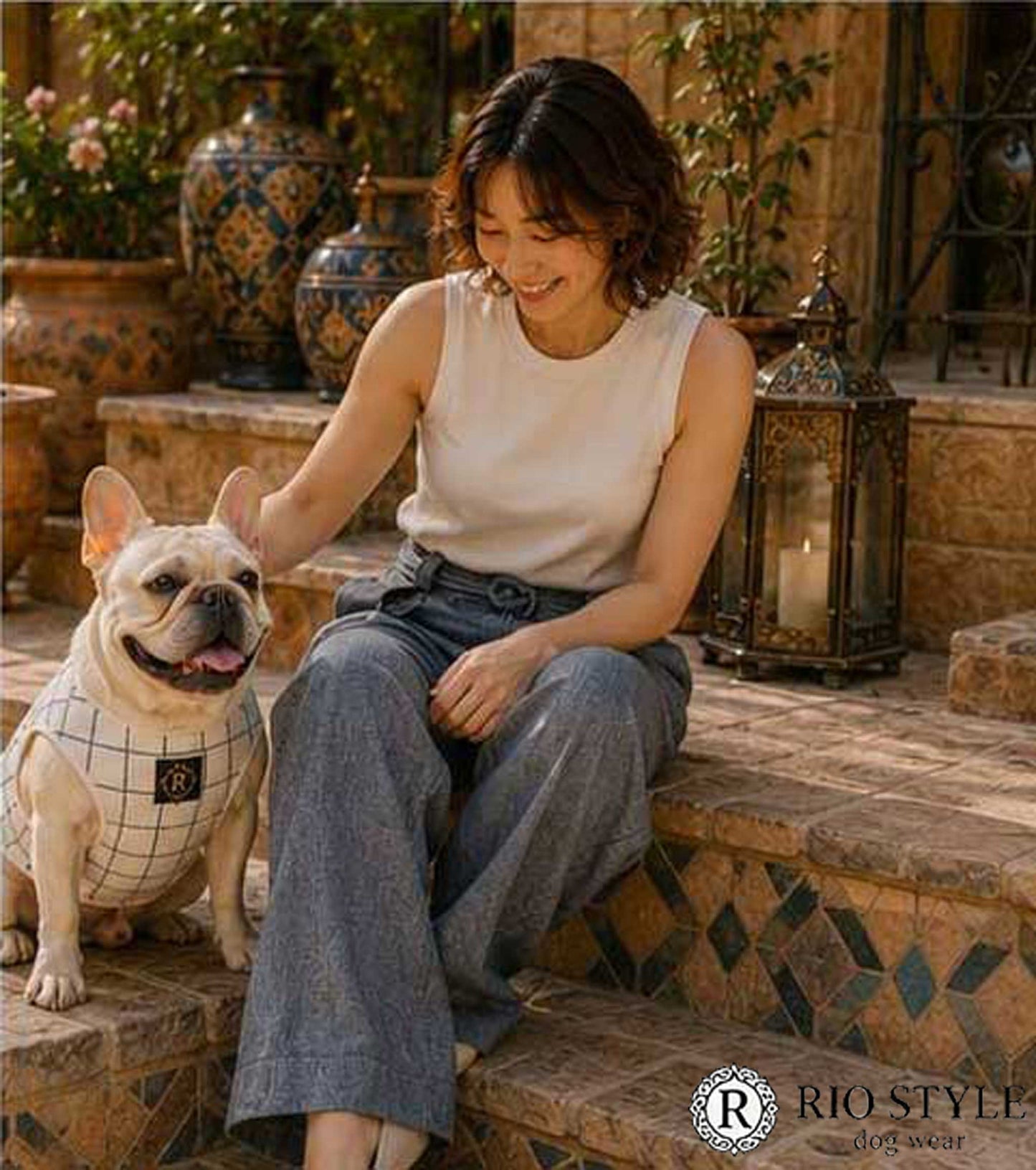 Windowpane check Traditional Tops◇RIO STYLE◇-dog resort wear-