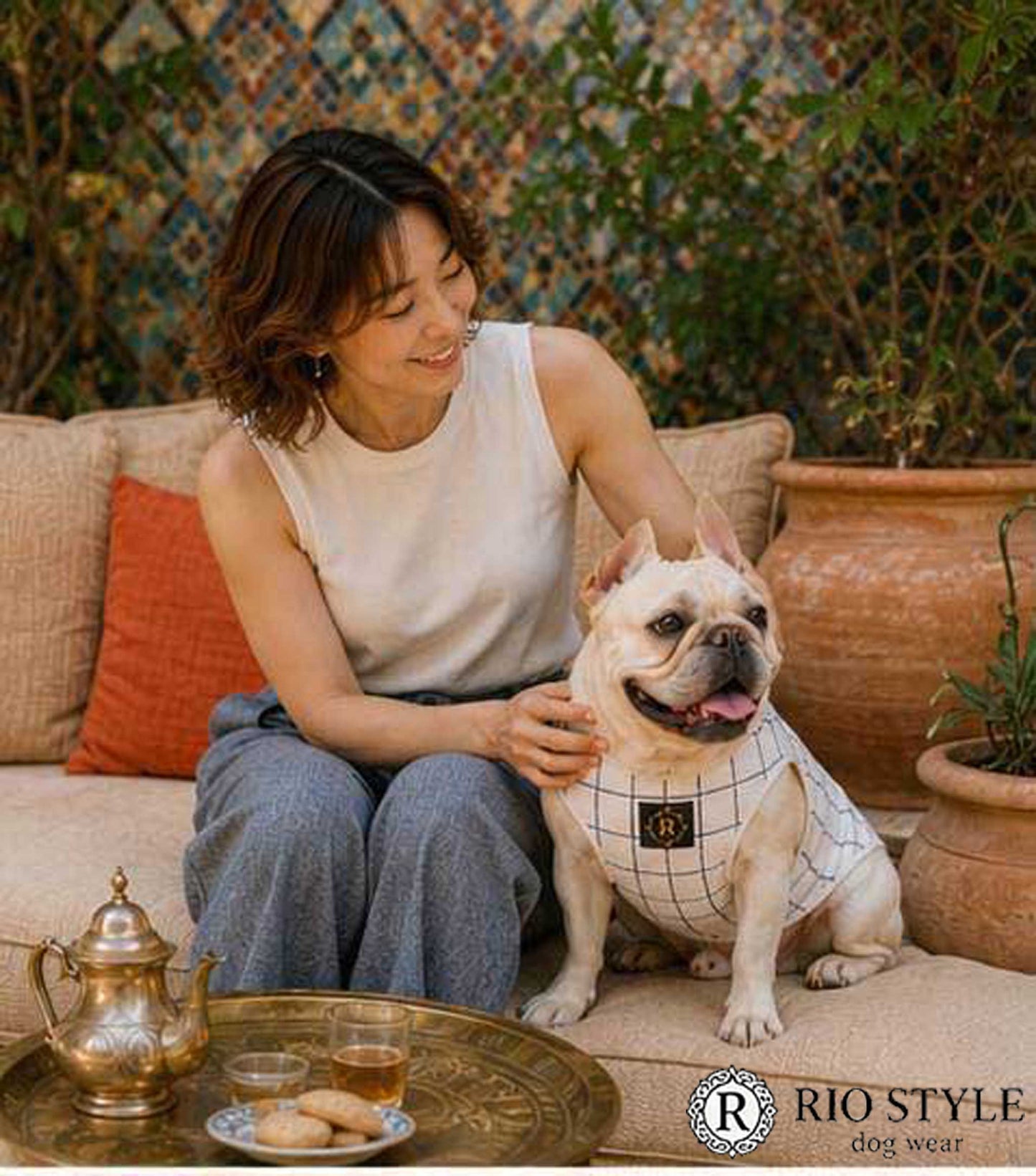 Windowpane check Traditional Tops◇RIO STYLE◇-dog resort wear-