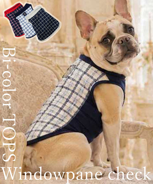 【7/9 NEW!!】Windowpane check Bi-color Tops◇RIO STYLE◇-dog resort wear-