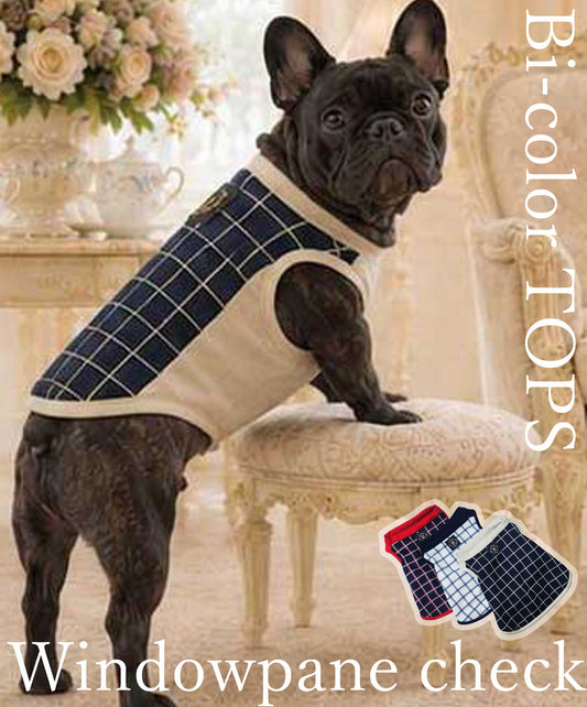 【7/9 NEW!!】Windowpane check Bi-color Tops◇RIO STYLE◇-dog resort wear-