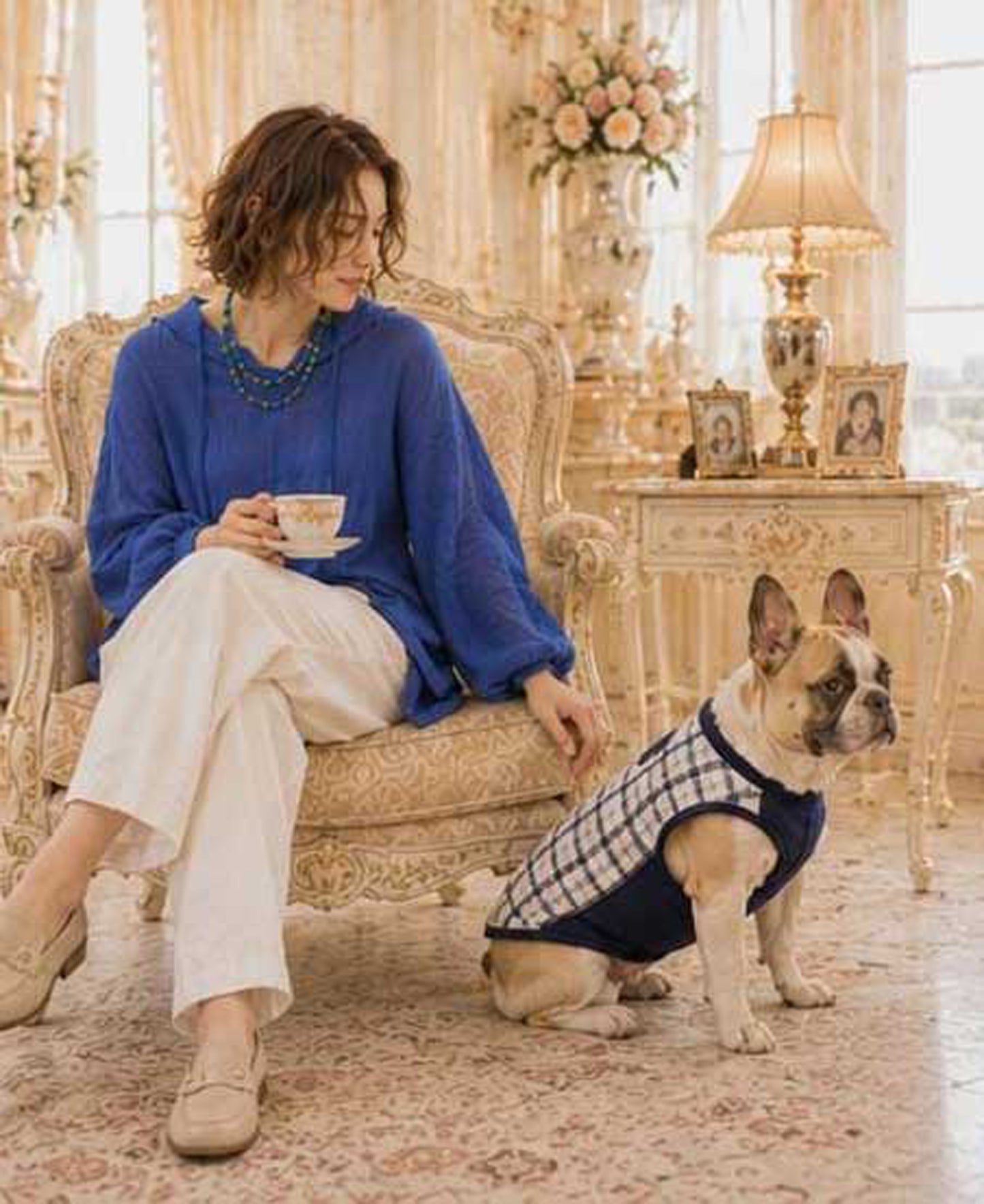 Windowpane Check Traditional Tops◇RIO STYLE◇-dog resort wear-