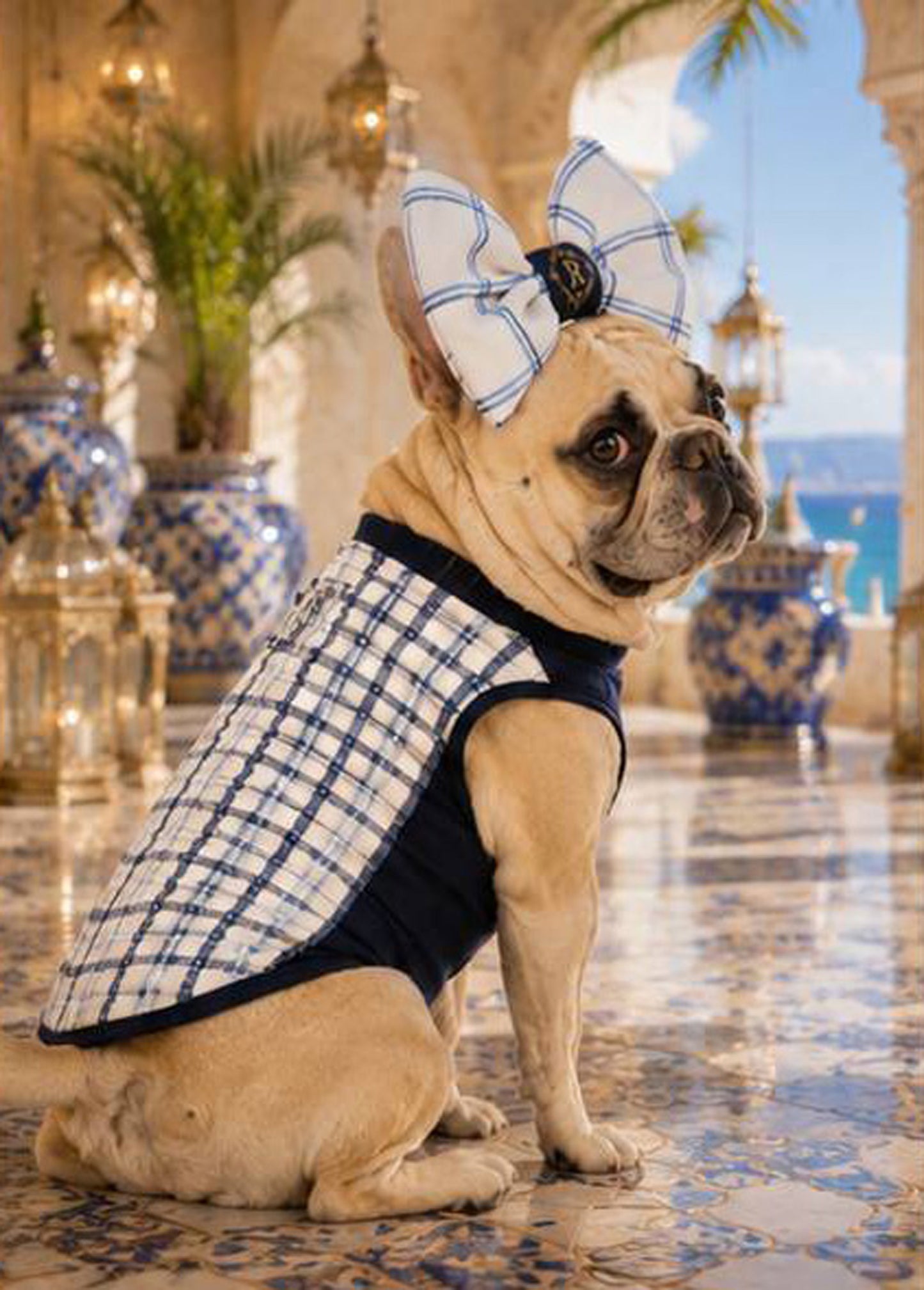 【7/24 NEW!!】Windowpane check RIBBON◇RIO STYLE◇-dog resort wear-