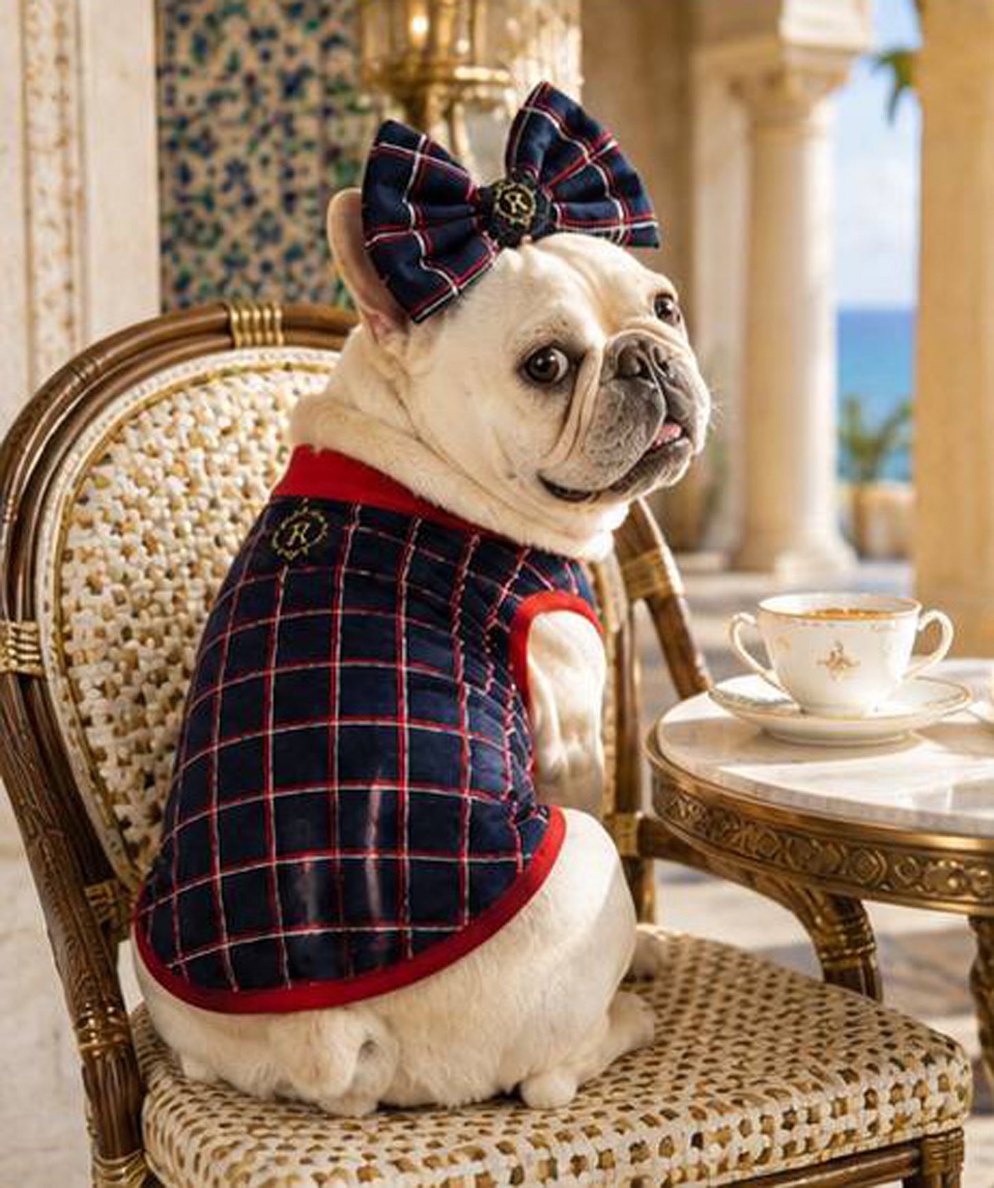 【7/24 NEW!!】Windowpane check RIBBON◇RIO STYLE◇-dog resort wear-