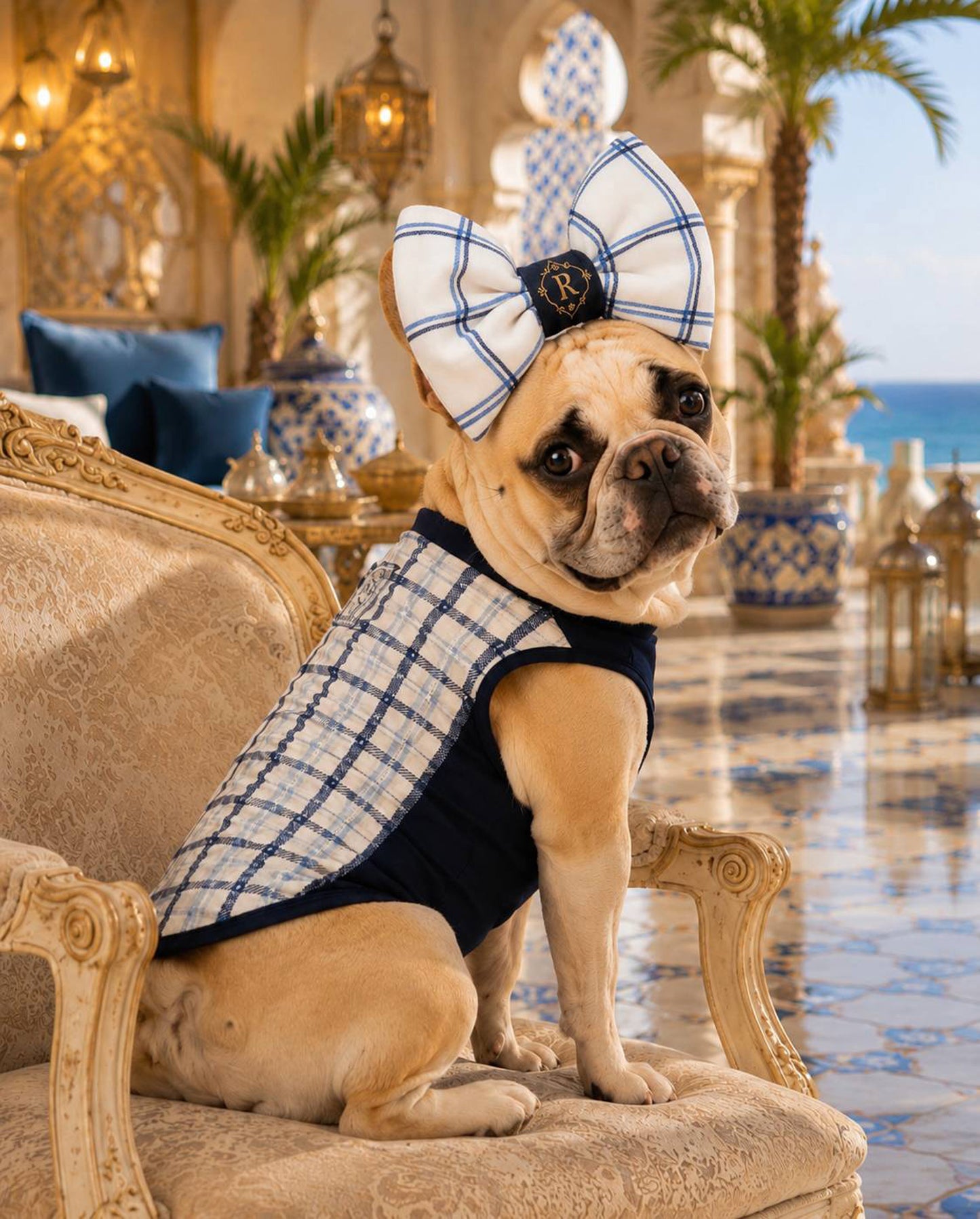 【7/24 NEW!!】Windowpane check RIBBON◇RIO STYLE◇-dog resort wear-