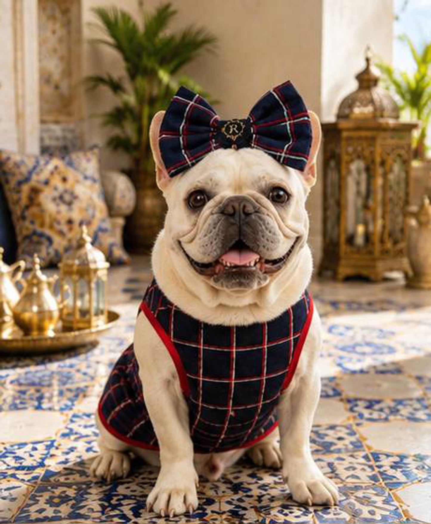 【7/24 NEW!!】Windowpane check RIBBON◇RIO STYLE◇-dog resort wear-
