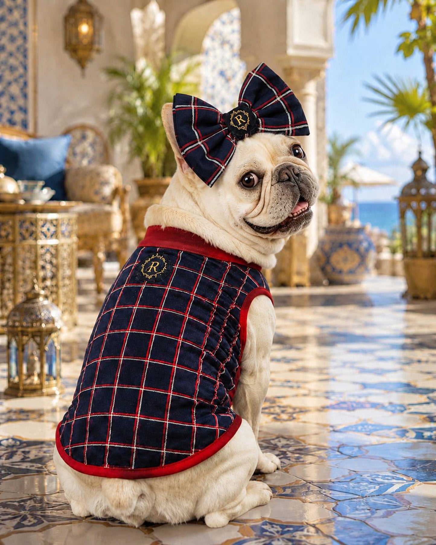 【7/24 NEW!!】Windowpane check RIBBON◇RIO STYLE◇-dog resort wear-