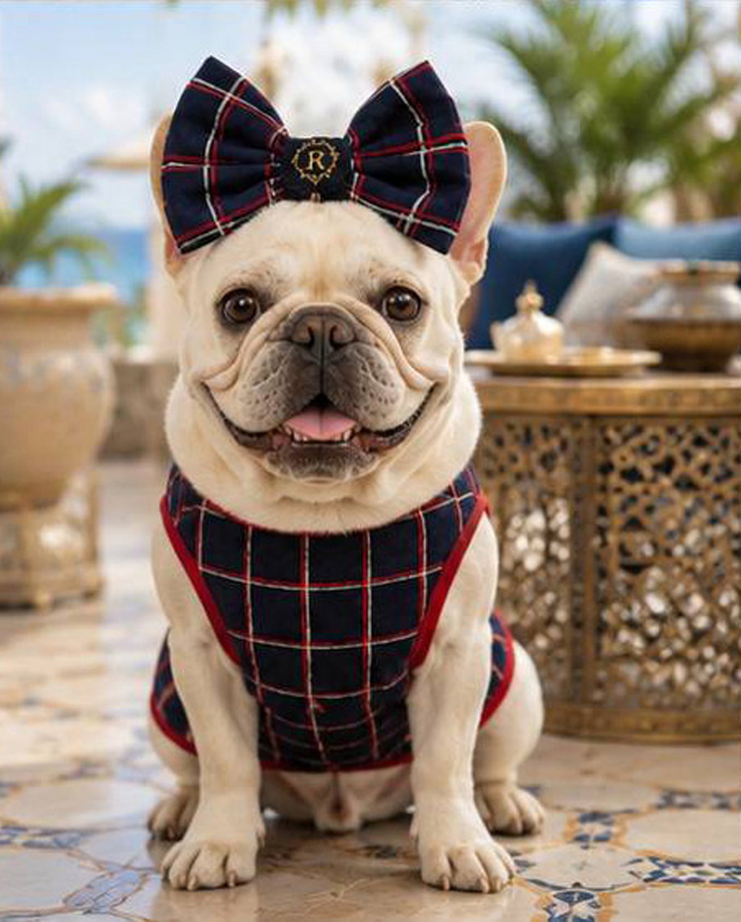 【7/24 NEW!!】Windowpane check RIBBON◇RIO STYLE◇-dog resort wear-
