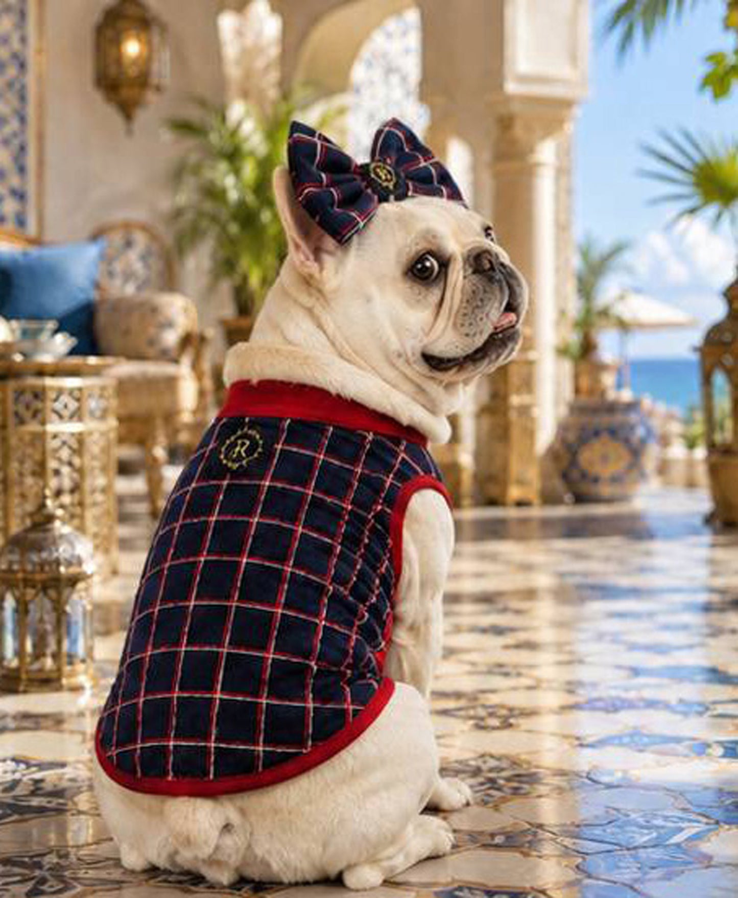【7/24 NEW!!】Windowpane check RIBBON◇RIO STYLE◇-dog resort wear-