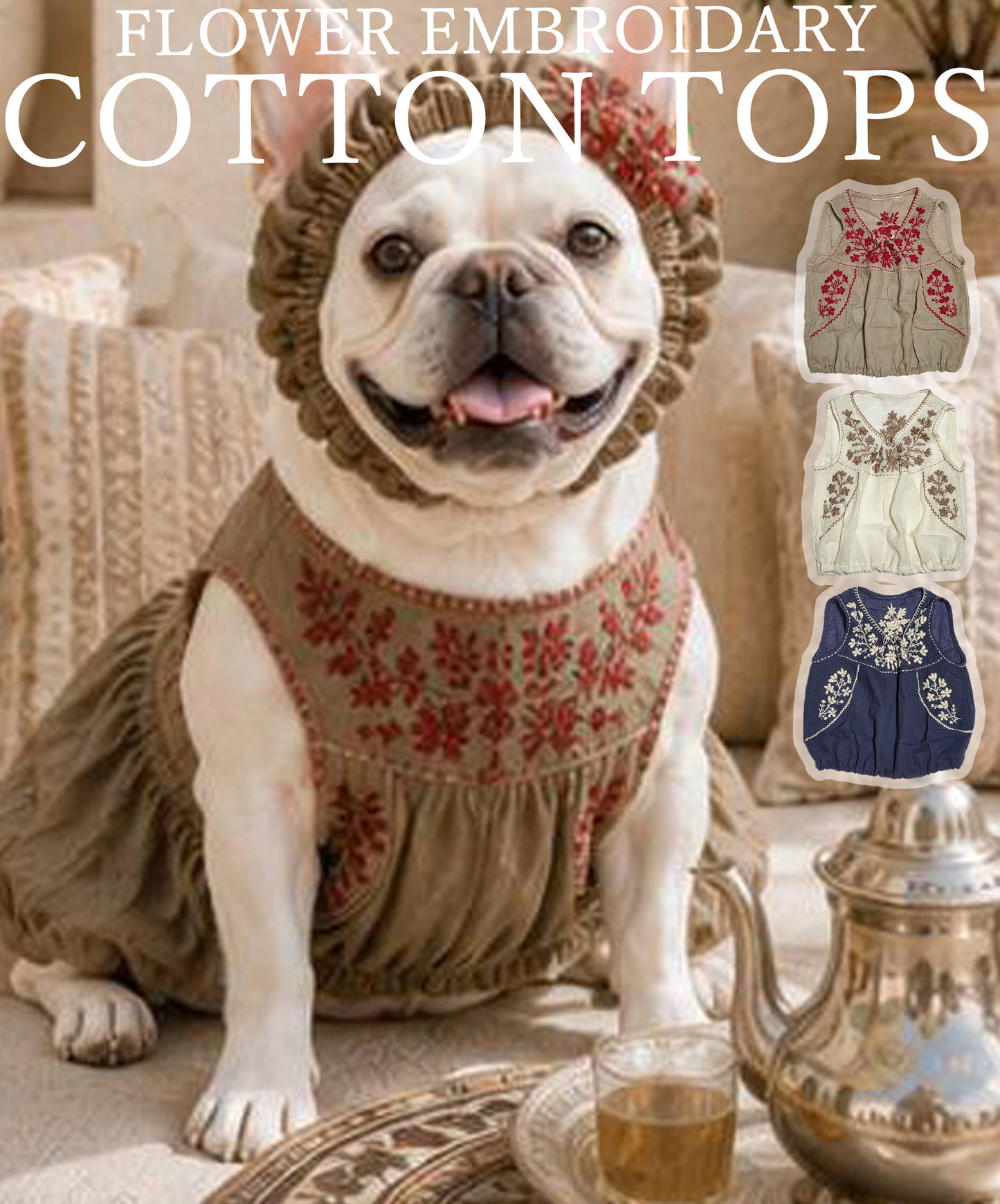 Flower Embroidary TOPS◇RIO STYLE◇-dog resort wear-