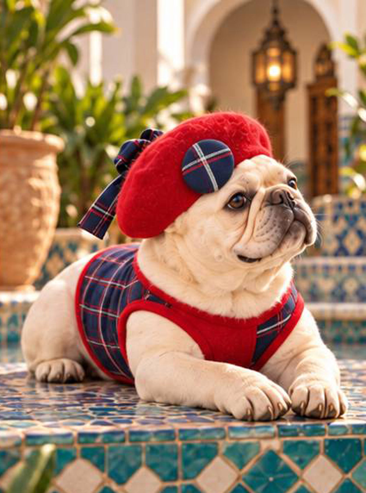 【9/28 NEW!!】WINDOWPEN CHECK RIBBON BERET HAT◇RIO STYLE◇-dog resort wear-