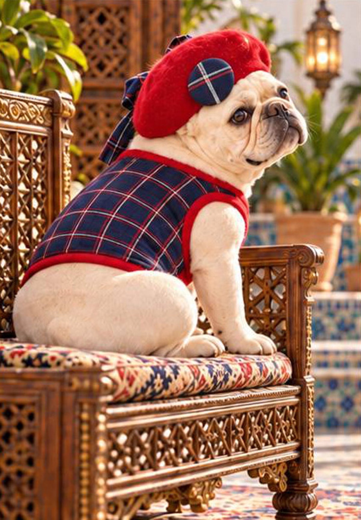 【9/28 NEW!!】WINDOWPEN CHECK RIBBON BERET HAT◇RIO STYLE◇-dog resort wear-