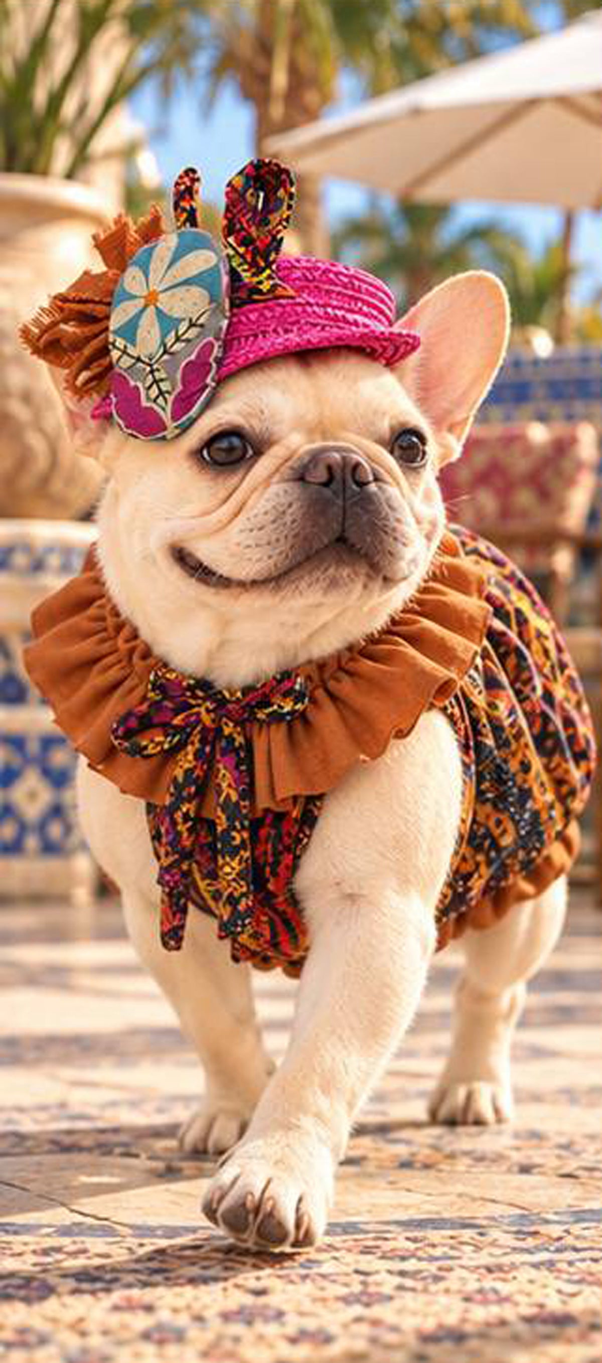 【10/10 NEW!!】Oriental ribbon FLOWER HAT◇RIO STYLE◇-dog resort wear-