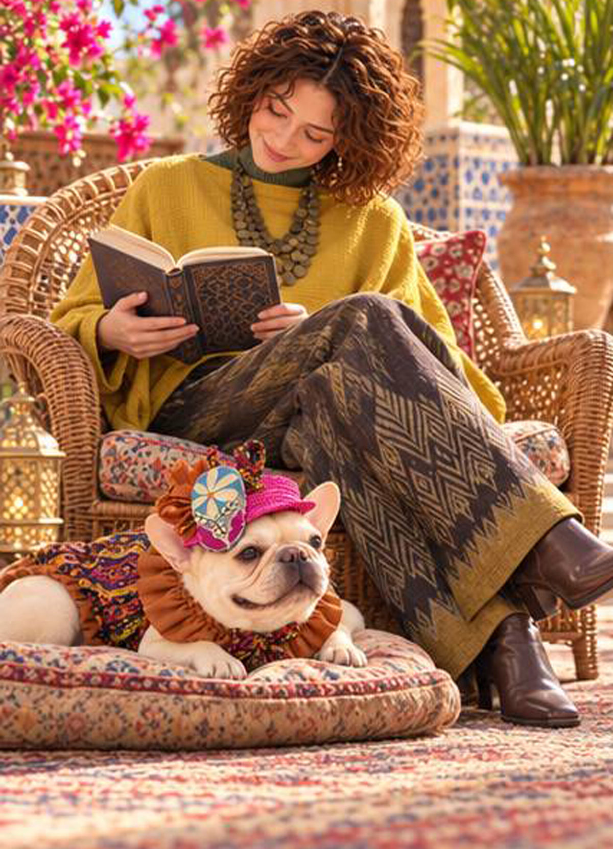 【10/10 NEW!!】ORIENTAL PATTERN CHIFFON FRILL COLLAR TOPS◇RIO STYLE◇-dog resort wear-