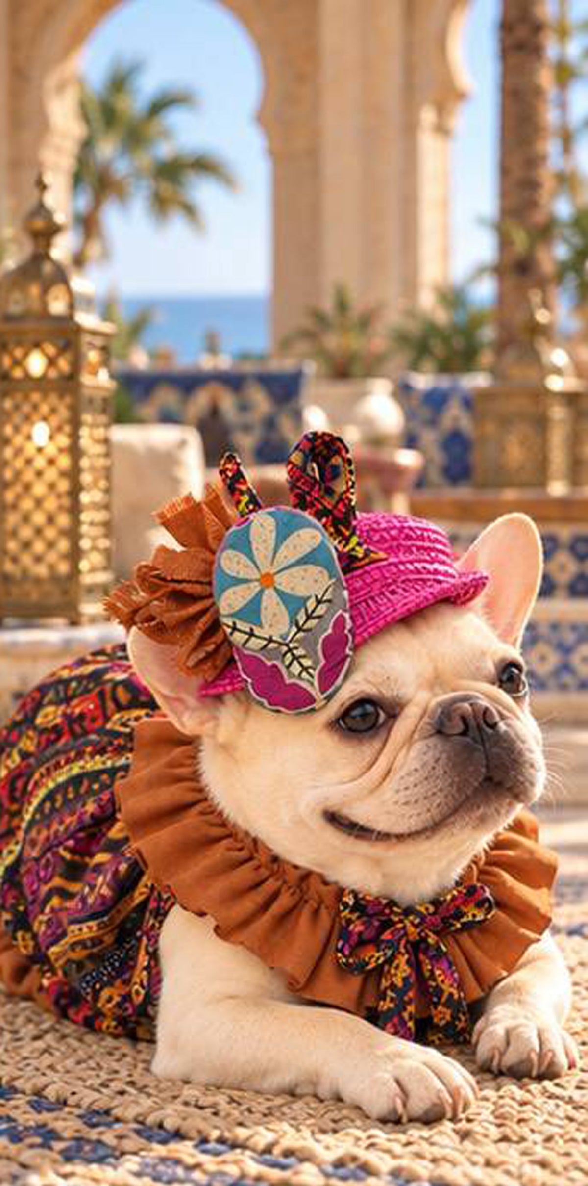 【10/10 NEW!!】Oriental ribbon FLOWER HAT◇RIO STYLE◇-dog resort wear-