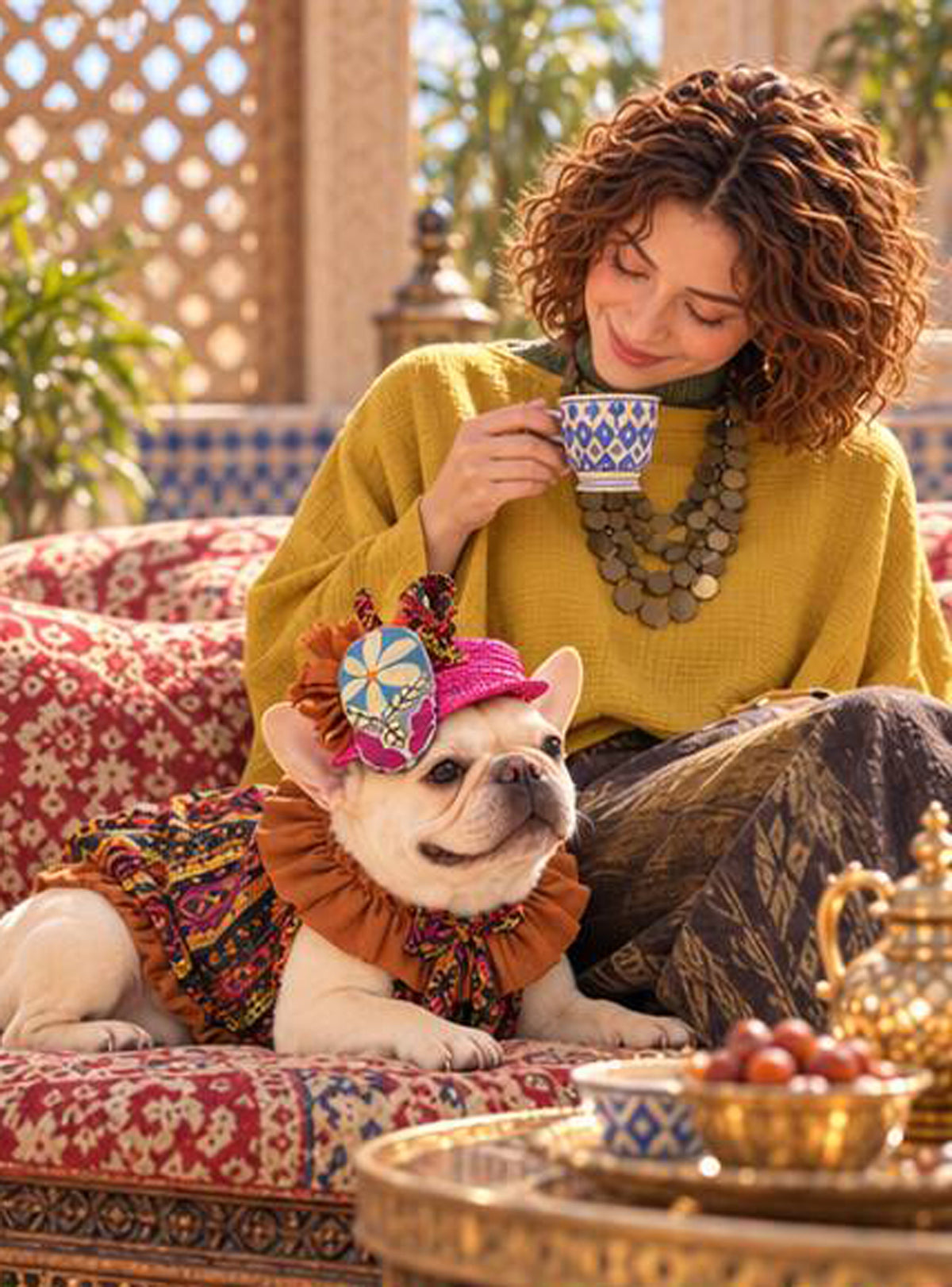 【10/10 NEW!!】Oriental ribbon FLOWER HAT◇RIO STYLE◇-dog resort wear-
