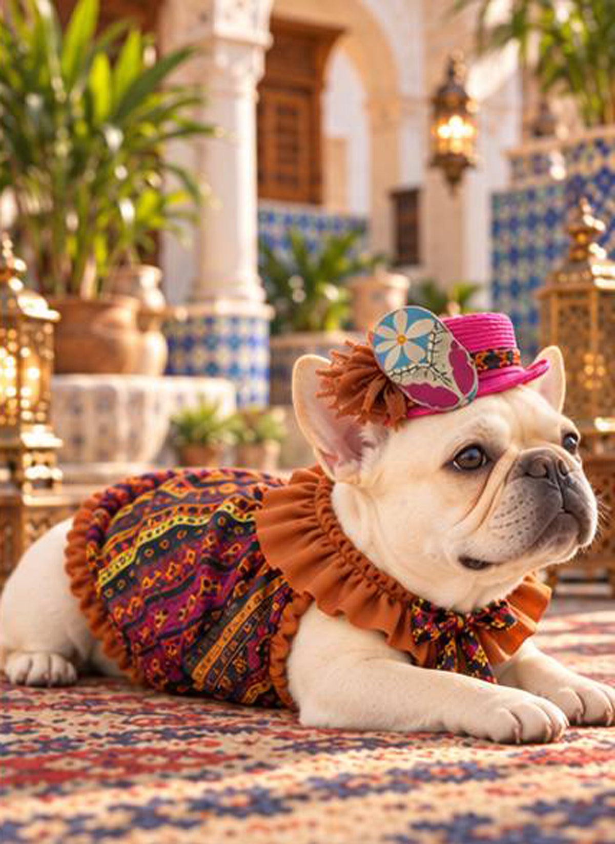 【10/10 NEW!!】Oriental ribbon FLOWER HAT◇RIO STYLE◇-dog resort wear-