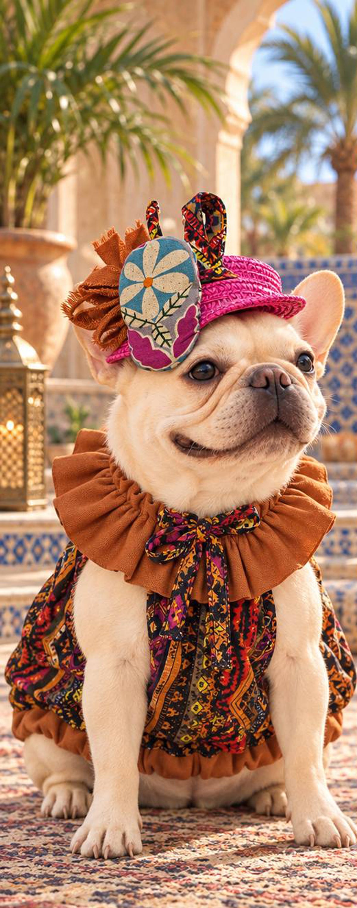 【10/10 NEW!!】ORIENTAL PATTERN CHIFFON FRILL COLLAR TOPS◇RIO STYLE◇-dog resort wear-