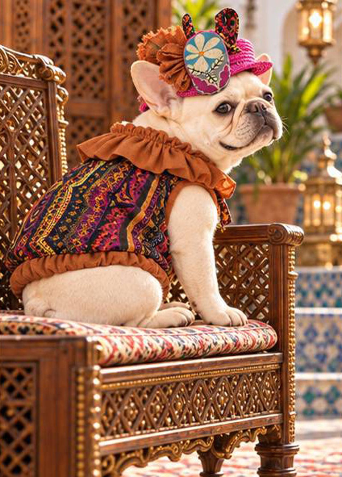 【10/10 NEW!!】Oriental ribbon FLOWER HAT◇RIO STYLE◇-dog resort wear-