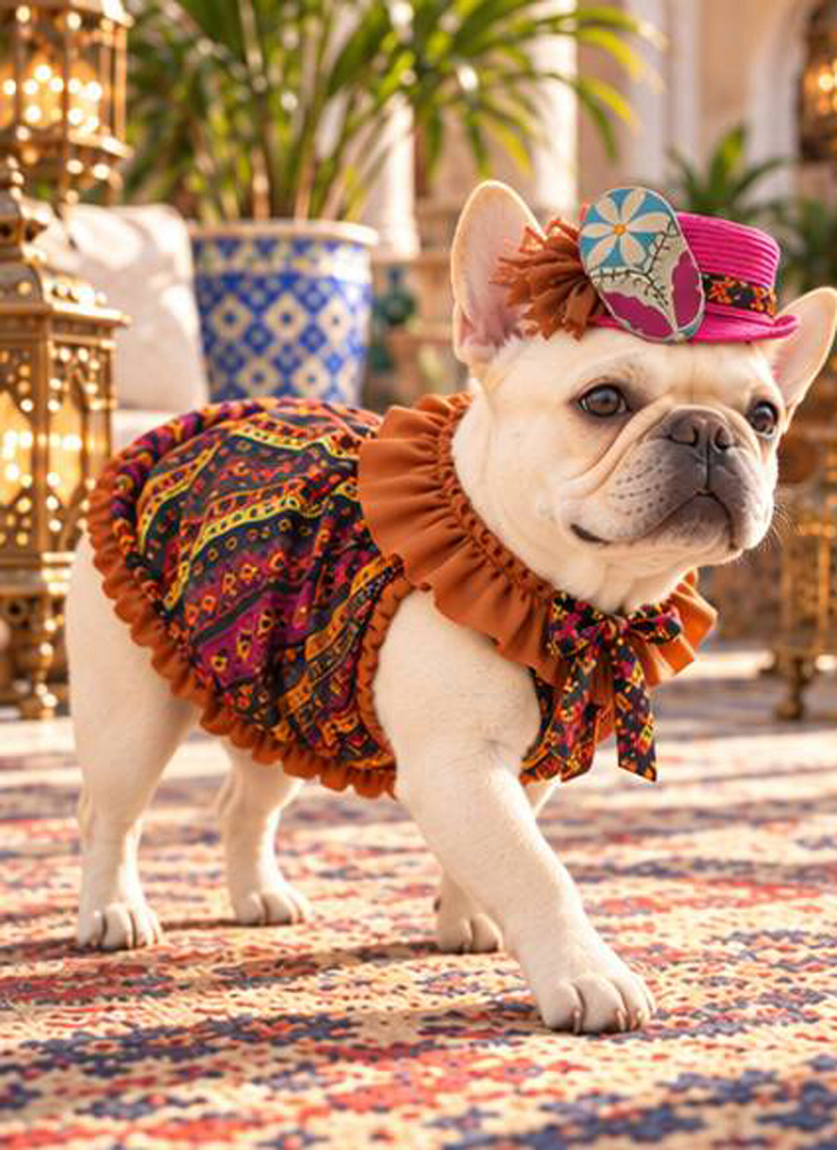 【10/10 NEW!!】Oriental ribbon FLOWER HAT◇RIO STYLE◇-dog resort wear-