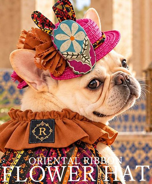 【10/10 NEW!!】Oriental ribbon FLOWER HAT◇RIO STYLE◇-dog resort wear-
