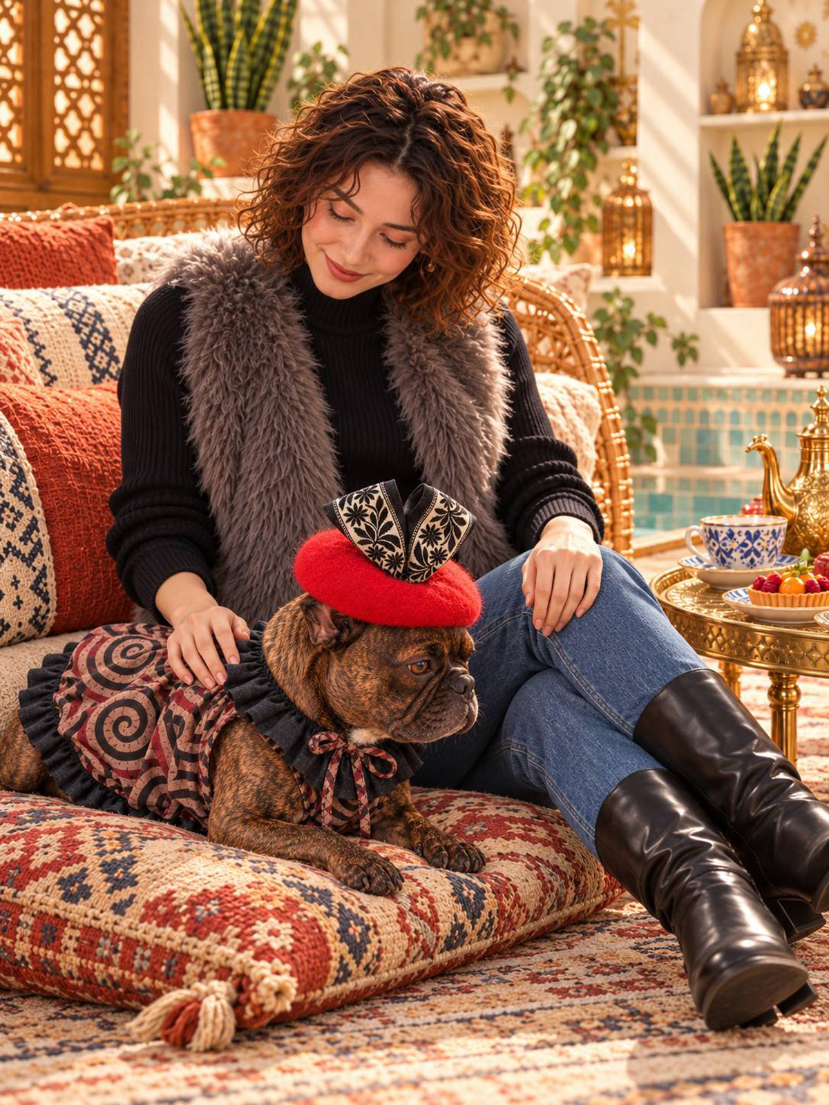 Windowpane Check Traditional Tops◇RIO STYLE◇-dog resort wear-